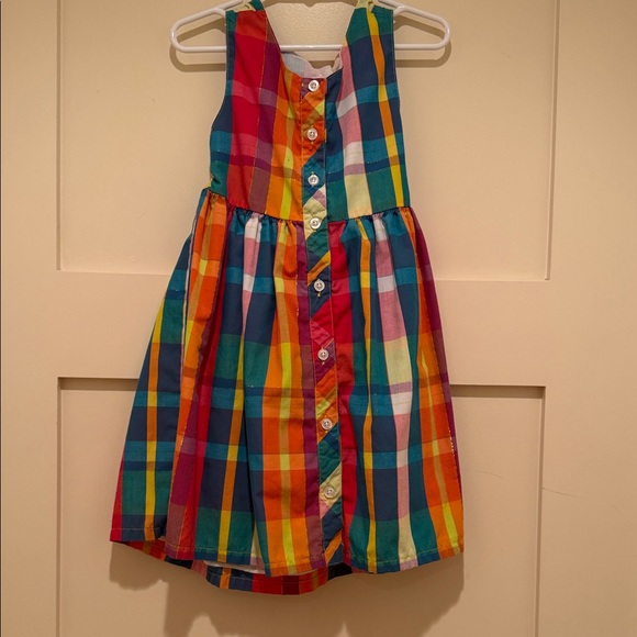 🌈 Penelope Mack Girls Rainbow Plaid Dress Size 4 Sleeveless Cotton Twirl Dress - Picture 3 of 4